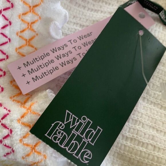 Wild Fable halter Smocked Terry Convertible Dress white rainbow Large NWT - Picture 8 of 8